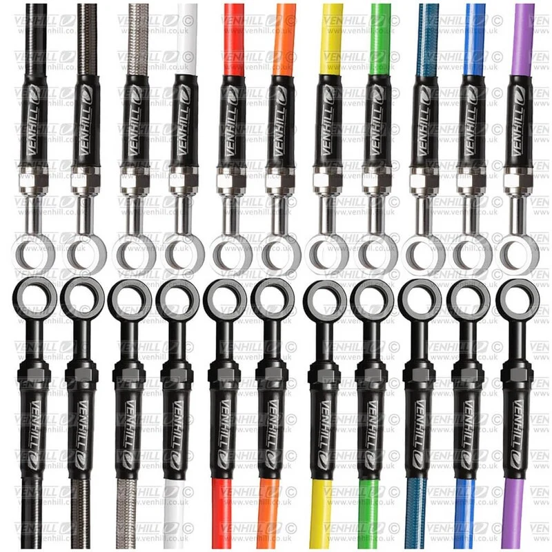 Kit de latiguillos traseros Venhill Negro/Negro KAW7006R1 met Beschermende Rand