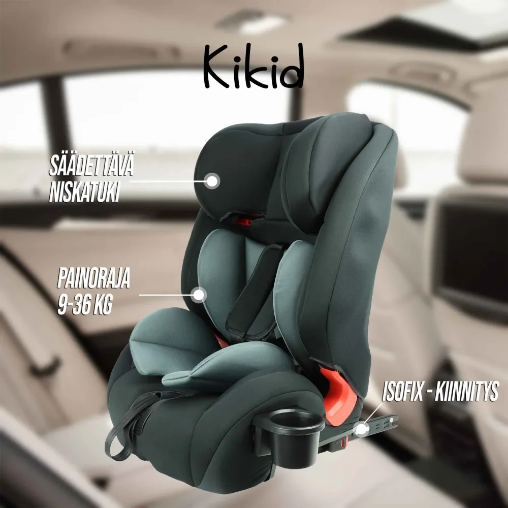 Gecertificeerd Kikid Car Seat, ISOFIX, 9-36 kg