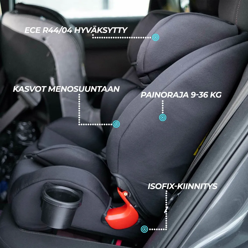 Kikid Car Seat Uitmuntend, ISOFIX, 9-36 kg Black Edition