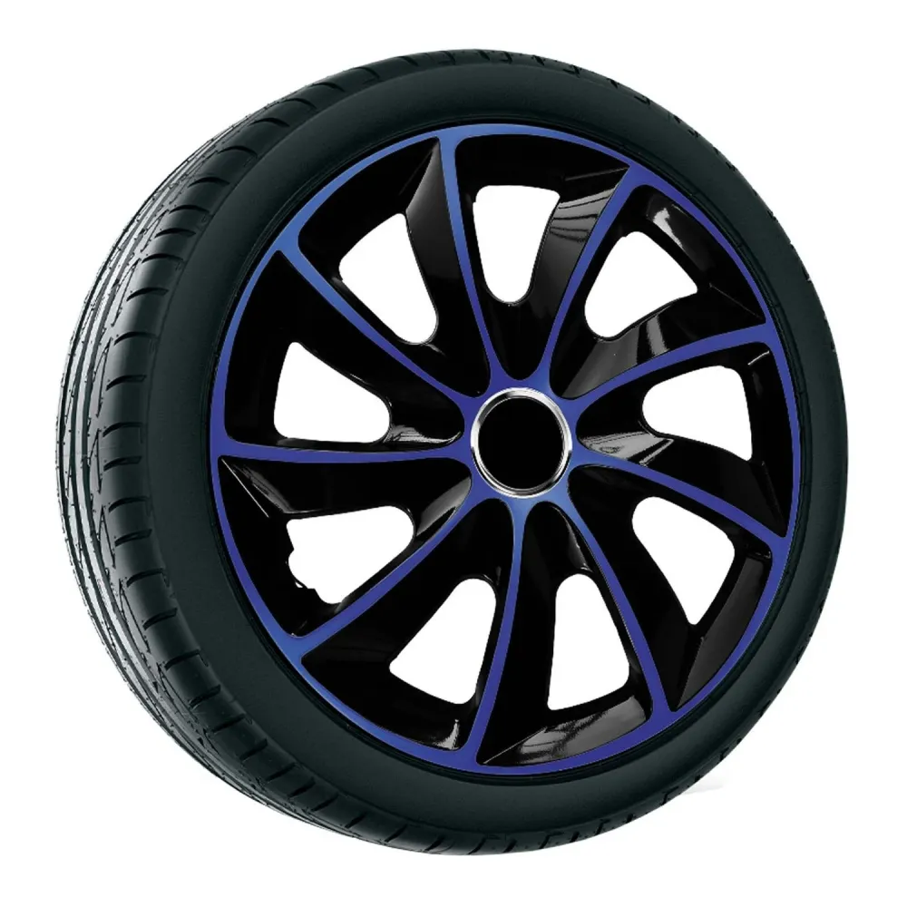 NRM - Stig Aanvullend Wieldoppen 13" - Blauw & Zwart- set van 4 stuks - ABS / Duurzaam / Resistant chromen uitvoering