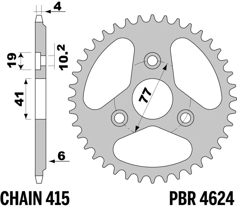 AFAM Chain kit 415 F - 10/40-102 - Alu Standard Rear Sprocket