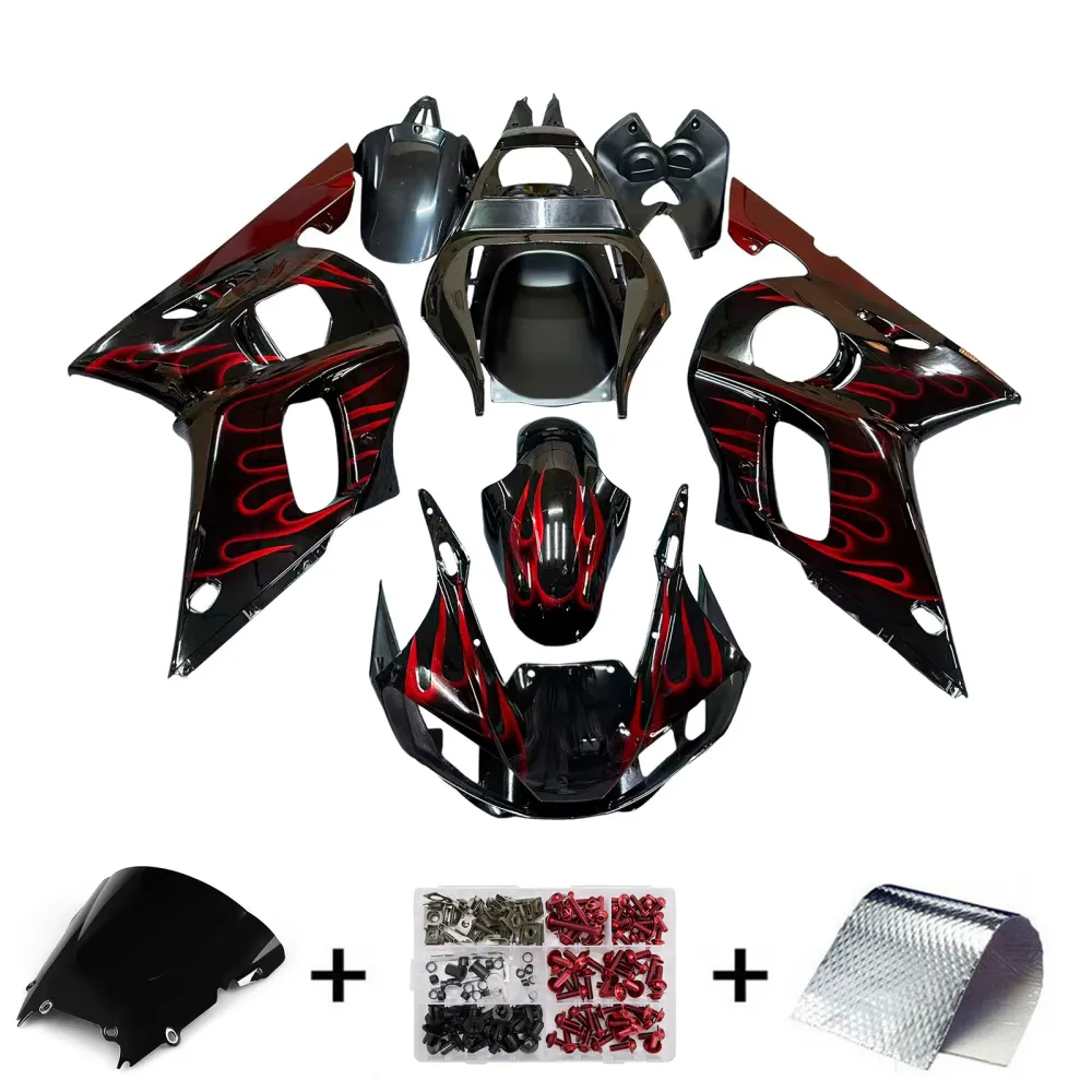 Amotopart 1998-2002 Yamaha YZF 600 R6 Black Red Fairing Kit