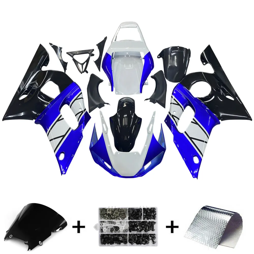 Amotopart 1998-2002 YAMAHA YZF 600 R6 WIT ZWART BLAUWE KUIST KIT