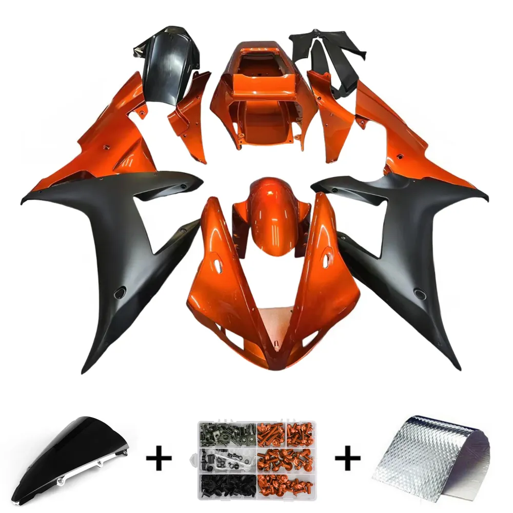 Amotopart 2002-2003 Yamaha YZF R1 Black Orange Fairing Kit