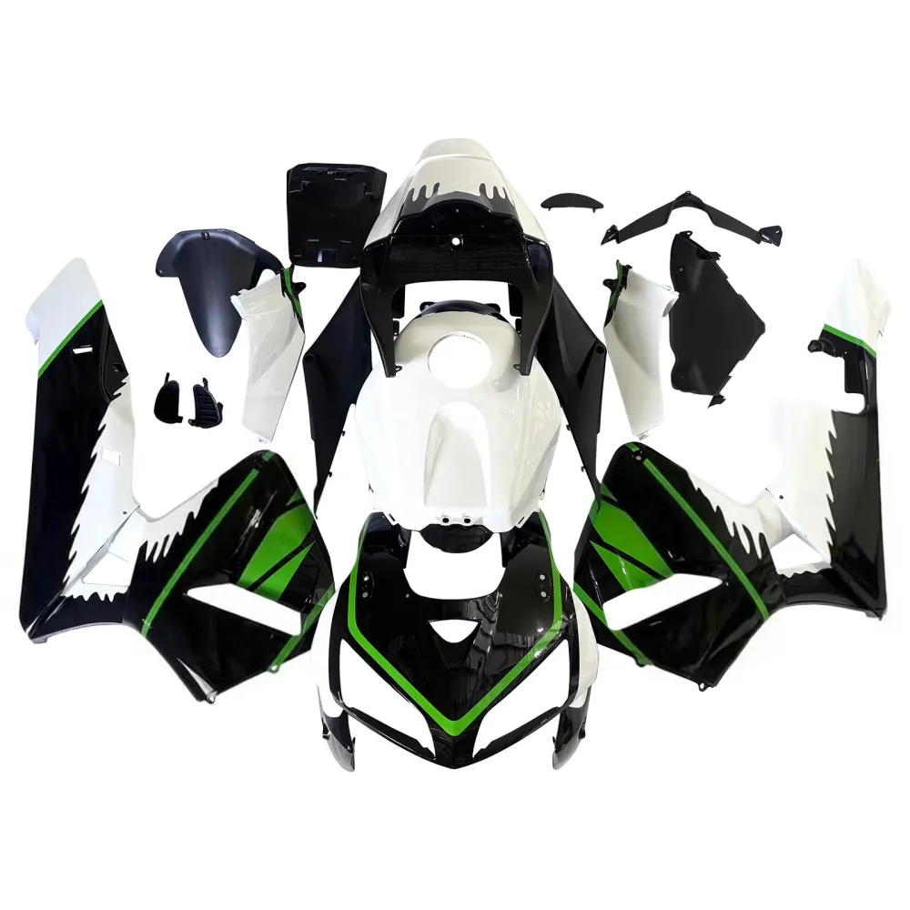 Amotopart 2005-2006 Honda CBR600RR Wit Black Green Fairing Kit