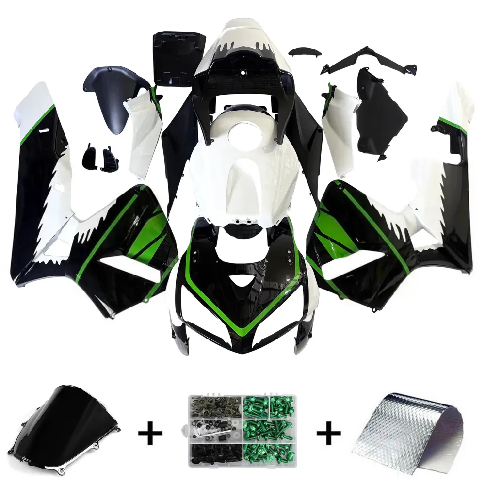 Amotopart 2005-2006 Honda CBR600RR Wit Black Green Fairing Kit
