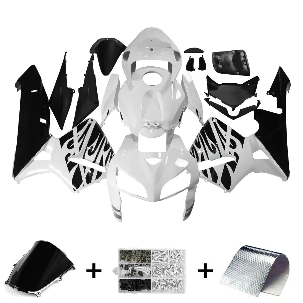 AMOTOPART 2005-2006 HONDA CBR600RR WIT Black Fairing Kit