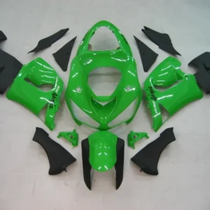 Amotopart 2005-2006 Kawasaki ZX6R 636 Green Black Fairing Kit
