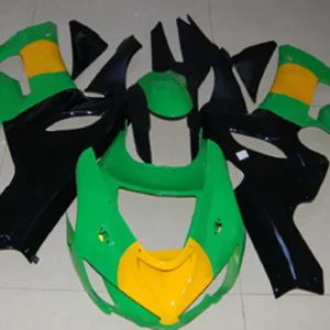 Amotopart 2005-2006 Kawasaki ZX6R 636 Green Black Fairing Kit