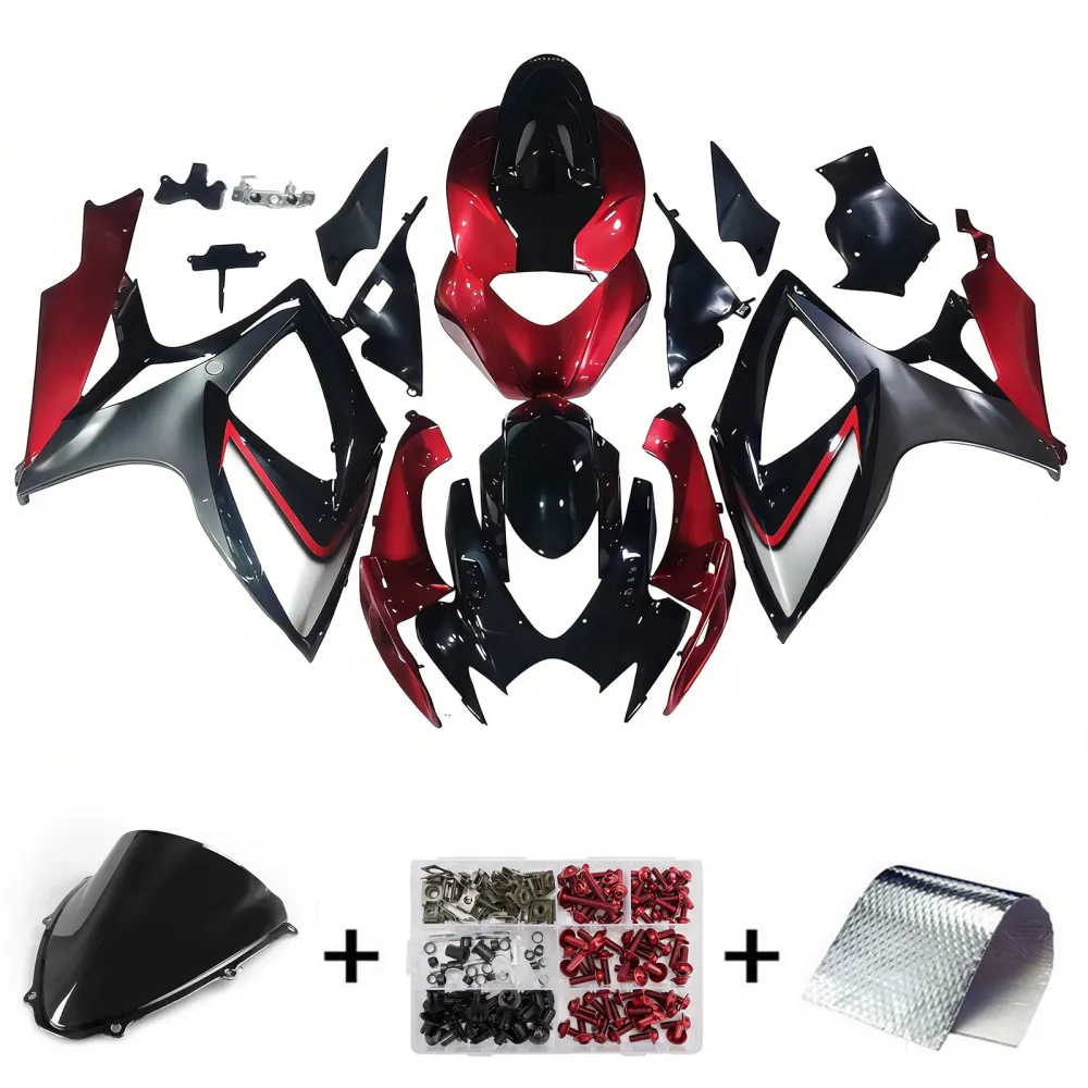 Amotopart 2006-2007 Suzuki GSXR 600/750 Black Red Fairing Kit