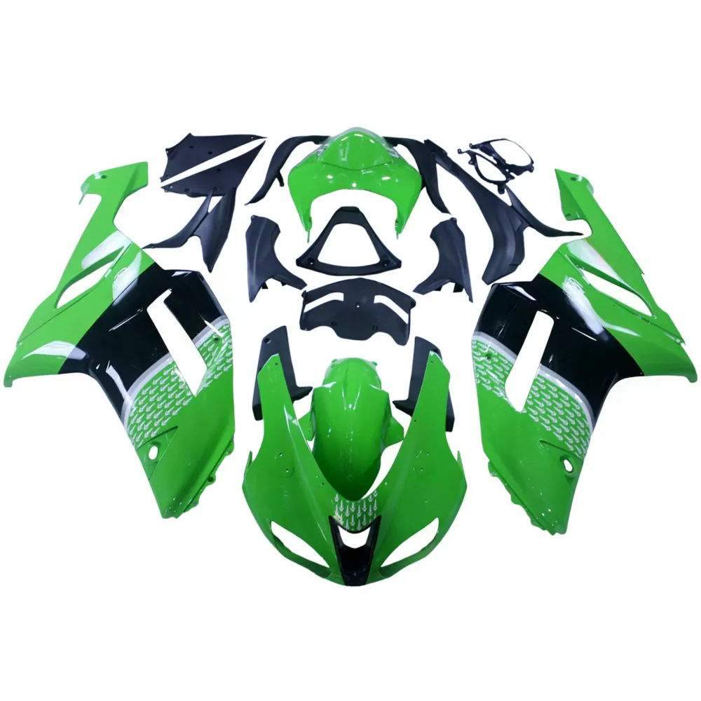Amotopart 2007-2008 Kawasaki ZX6R 636 groen-zwarte kuipset
