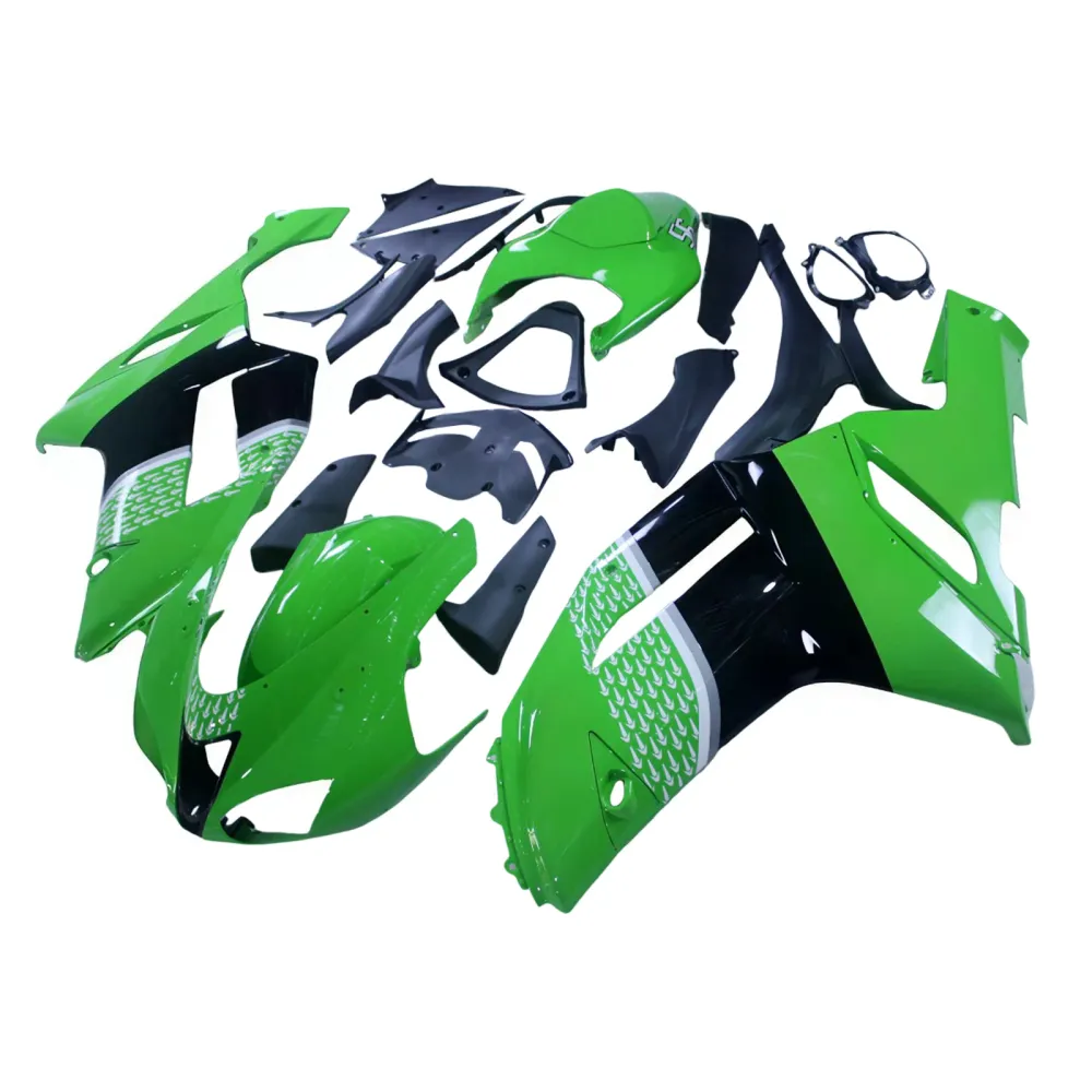 Amotopart 2007-2008 Kawasaki ZX6R 636 groen-zwarte kuipset