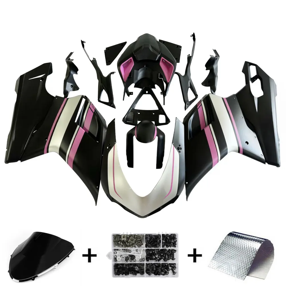 Amotopart 2007-2011 Ducati 1098/1198/848 Black Pink Fairing Kit