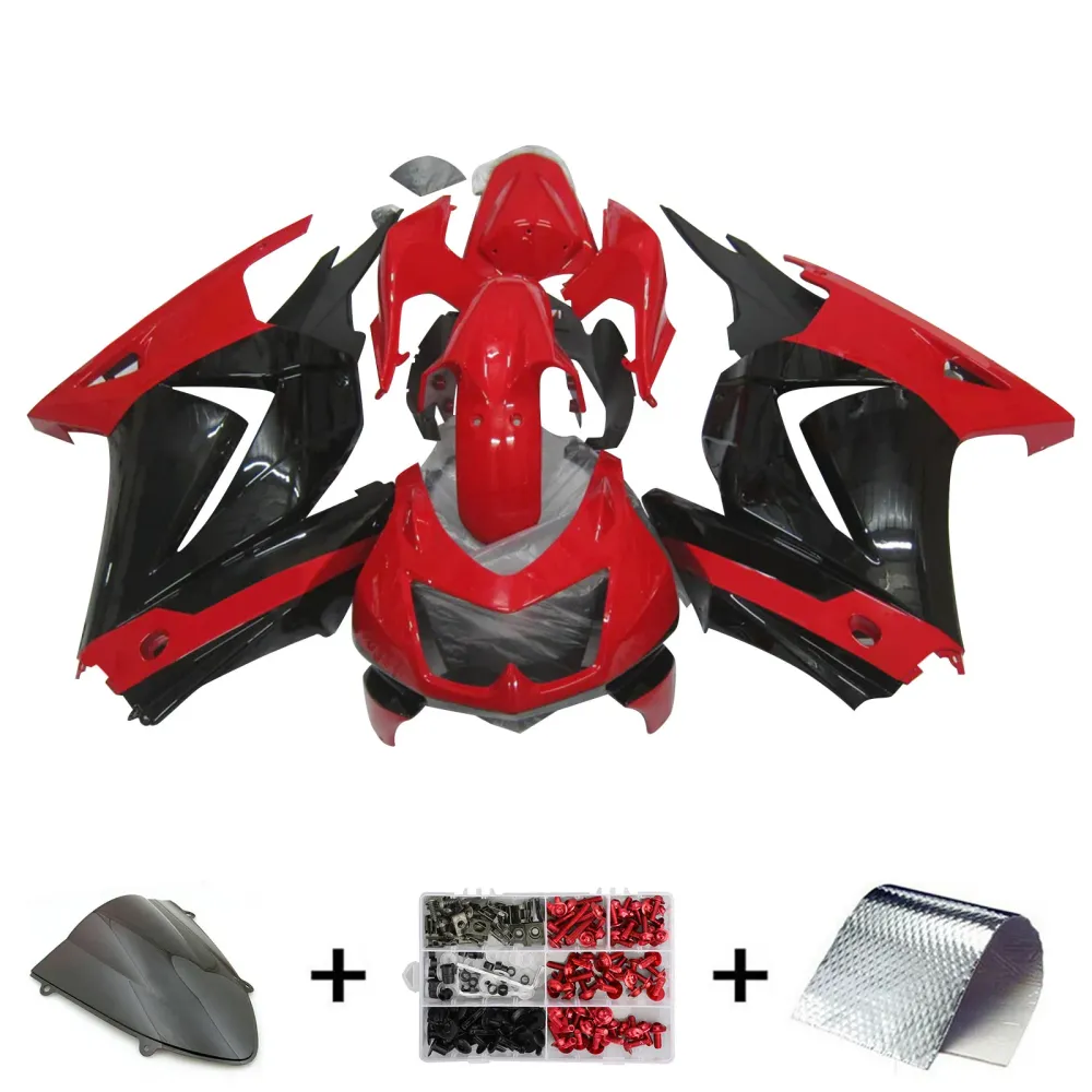 Amotopart 2008-2012 Kawasaki EX250 Ninja250r Black Red & White Fairing Kit