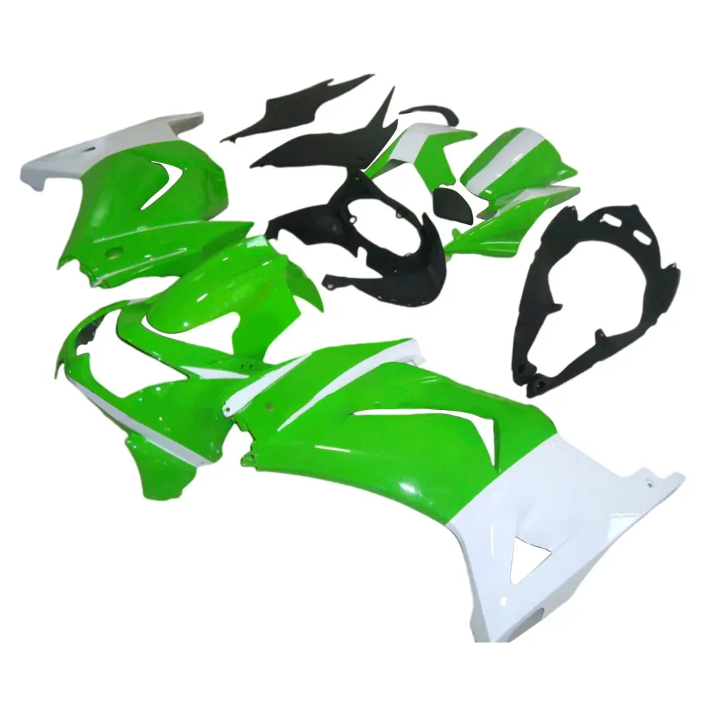 Amotopart 2008-2012 Kawasaki EX250 Ninja250r Green White & Black Fairing Kit