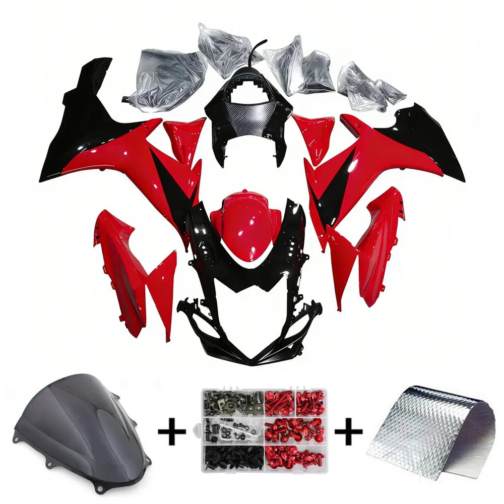 Amotopart 2011-2026 K11 GSXR 600/750 Suzuki Rood&BLack Style3 Kuipenset