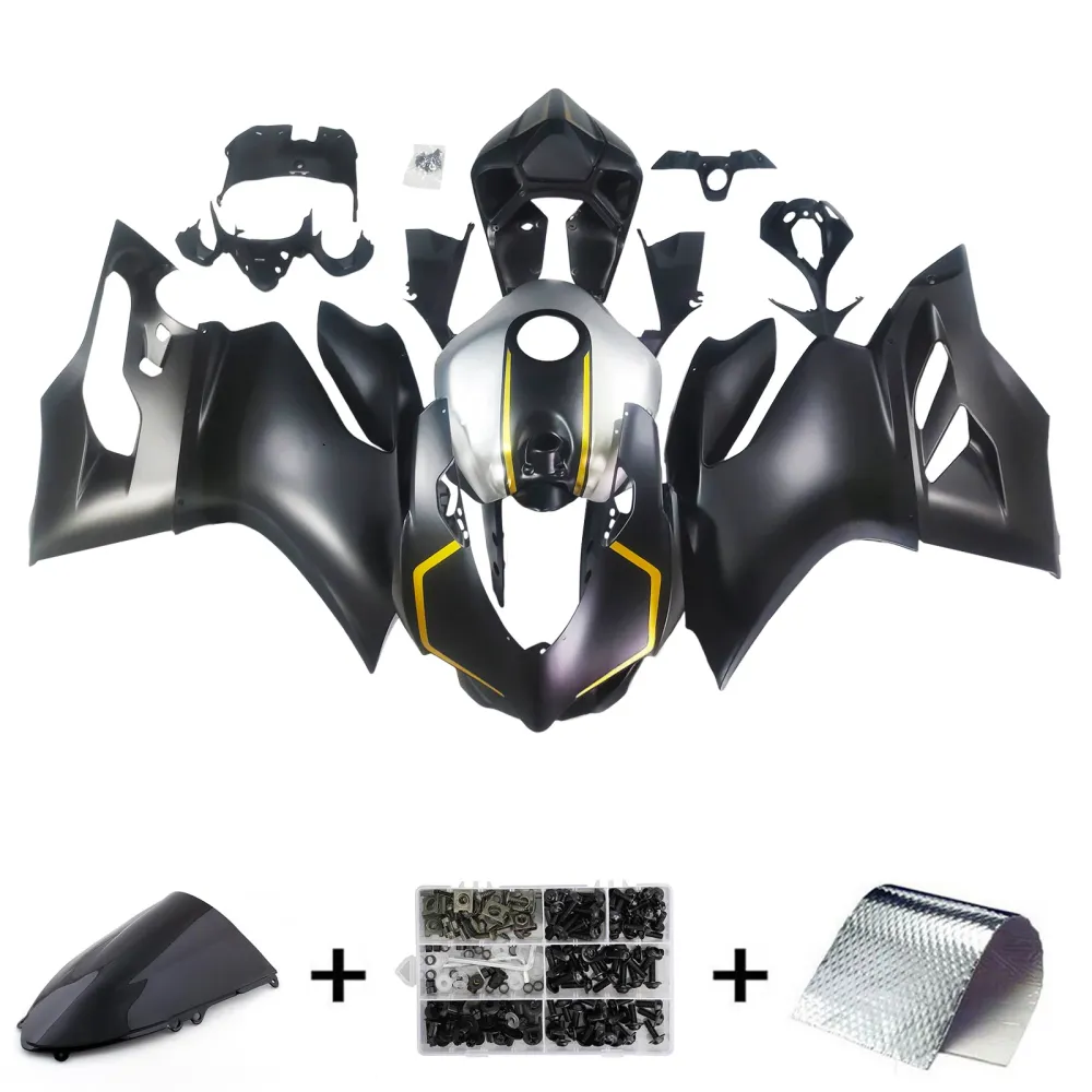Amotopart 2012-2015 Ducati 899 Mat Black Silver Fairing Kit
