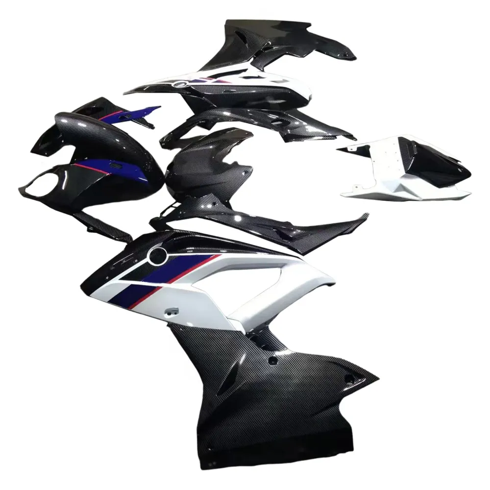 Amotopart 2017-2018 BMW S1000RR Koolstofvezelpatroon Witblauwe kuipen Kit
