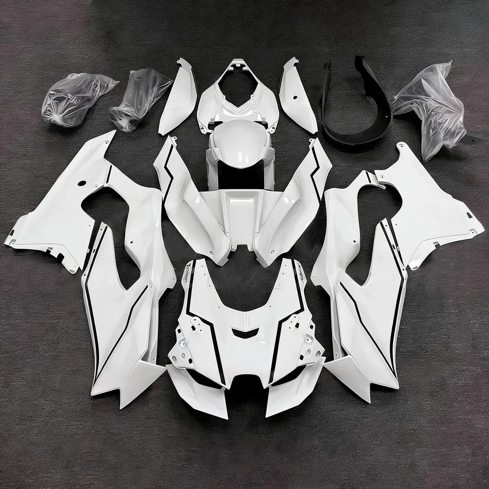 Amotopart 2021-2025 Kawasaki ZX-10R/ZX-10RR White Black Stripe Fairing Kit
