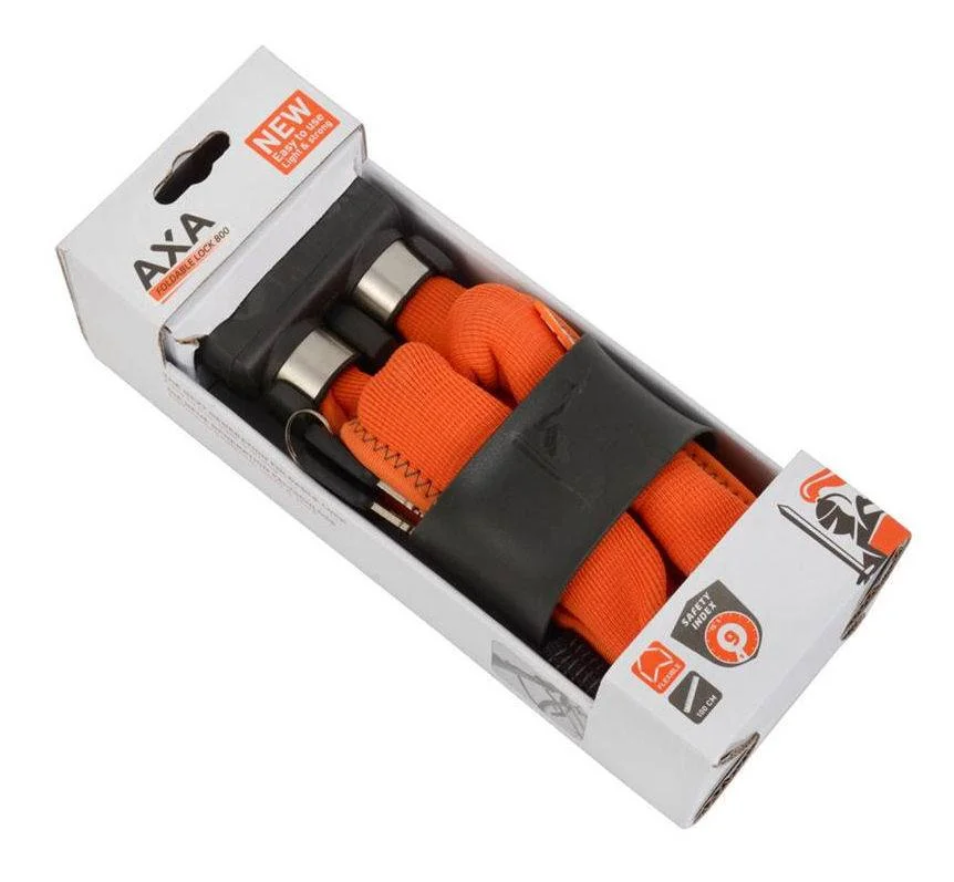 Vouwslot AXA Foldable 800 100/8 - oranje (winkelverpakking)