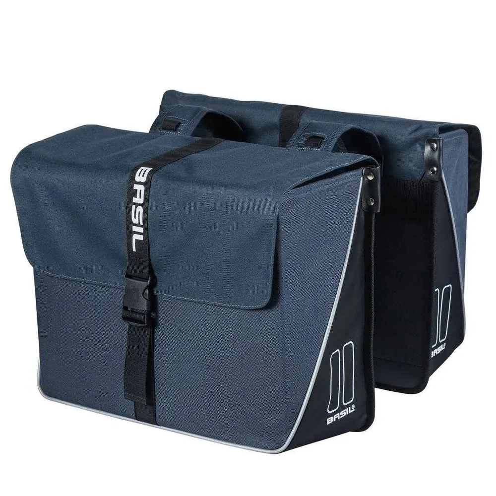 Dubbele fietstas Basil Forte 35 liter - marineblauw / zwart