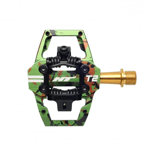 HT COMPONENTS ENDURO T2T Titanium Camo Groene Pedalen
