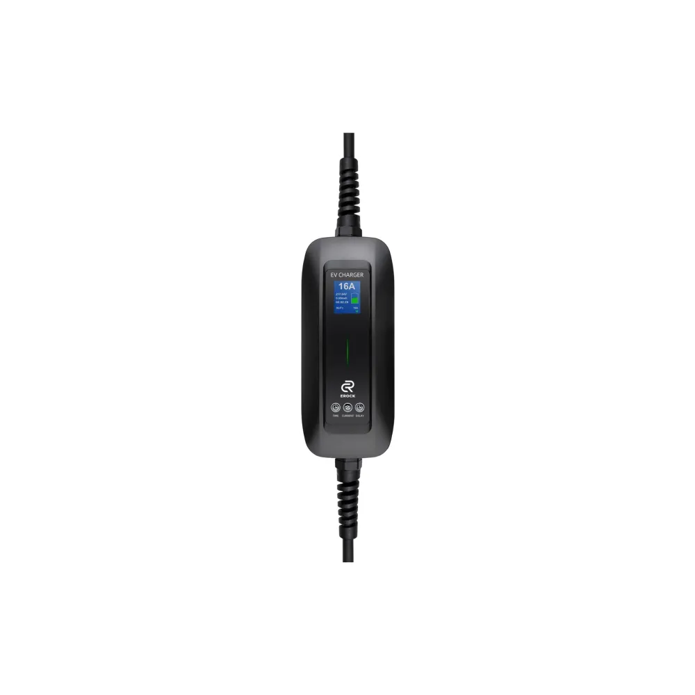 Mobiele Lader Citroen ë-Jumpy Combi - eRock EROCK Pro LCD Zwart Type 2 naar Schuko - Uitgesteld laden en Memory functie