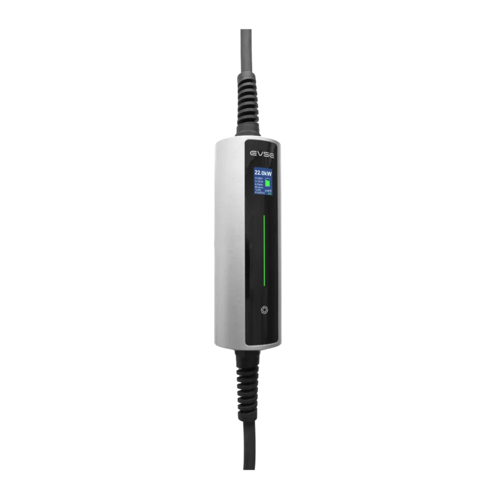 Mobiele Lader DS N°4 - EROCK Ultra Slimme krachtstroom Lader LCD Type 2 naar CEE voor 1 en 3 fase tot max 22kW met App