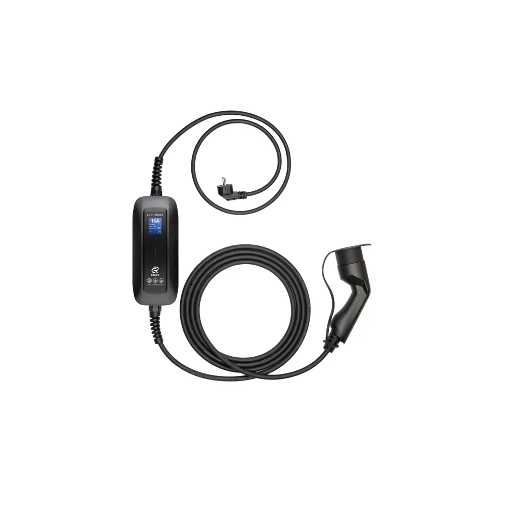 Mobiele Lader LEVC TX - eRock EROCK Pro LCD Zwart Type 2 naar Schuko - Uitgesteld laden en Memory functie