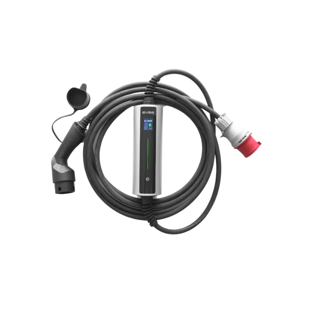 Mobiele Lader Skoda Superb - EROCK Ultra Slimme krachtstroom Lader LCD Type 2 naar CEE voor 1 en 3 fase tot max 22kW met App