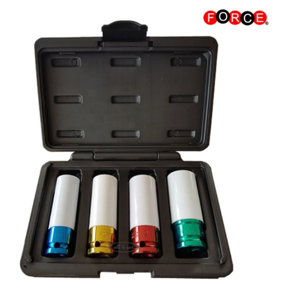 4pc 1/2"DR. Wheel nut 6pt. impact socket set Force