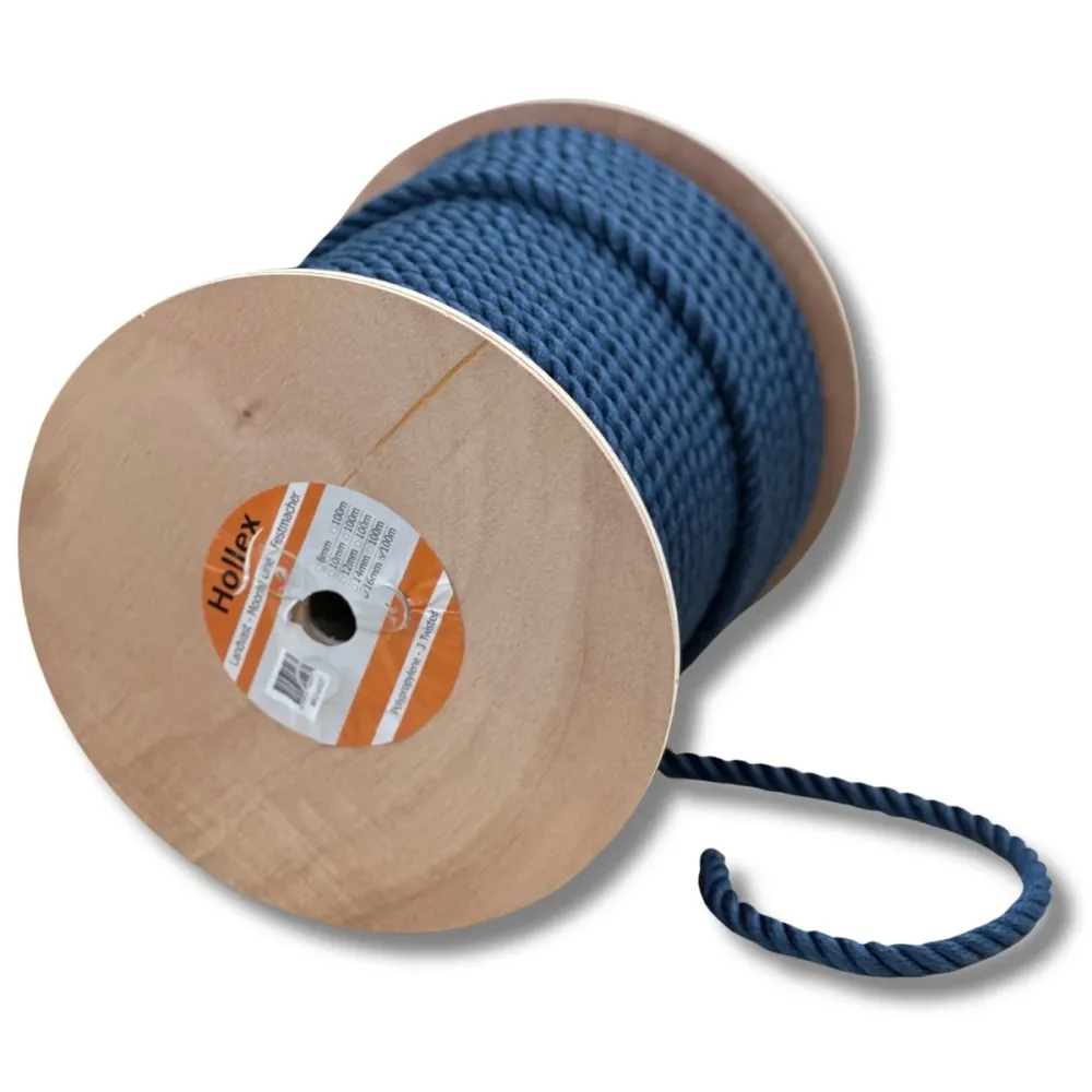 Hollex 3-Strengs 8 mm Landvast rol 100 meter navy