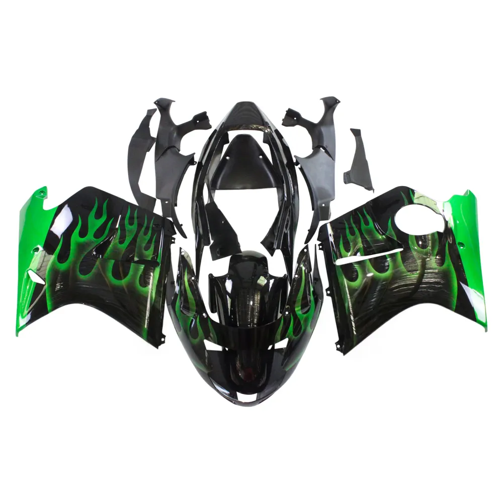 Amotopart 1996-2007 Honda CBR1100XX SuperBlackbird Fairing Green & Black Kit