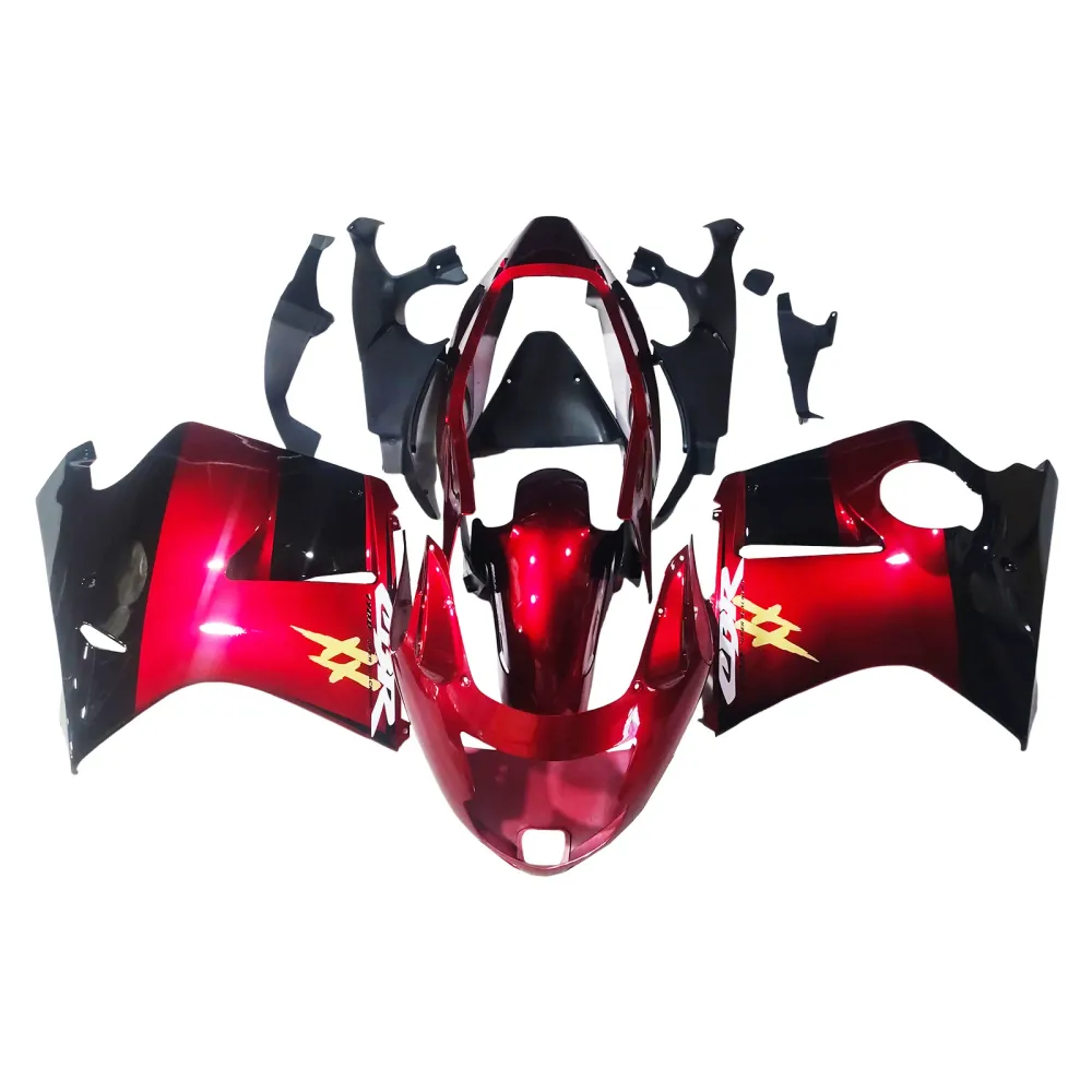 Amotopart 1996-2007 Honda CBR1100XX SuperBlackBird Kuip Glanzend Rood&Bgebrek aan kit