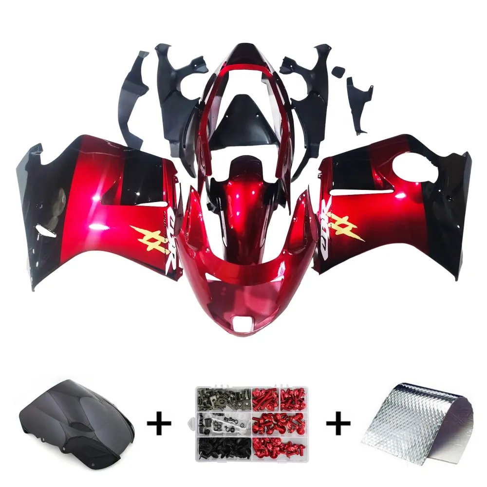 Amotopart 1996-2007 Honda CBR1100XX SuperBlackBird Kuip Glanzend Rood&Bgebrek aan kit
