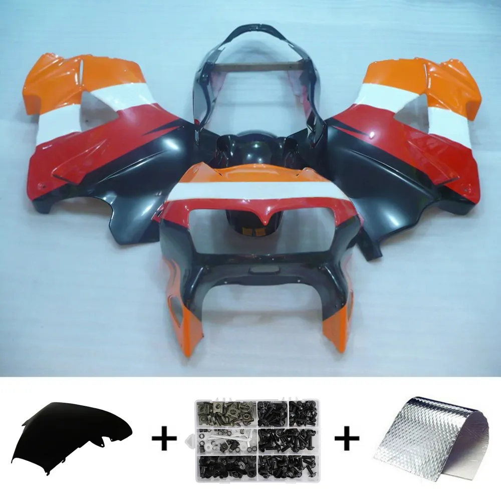 Amotopart 1998-2001 Honda VFR800 Fairing Red & Orange Repjol Kit