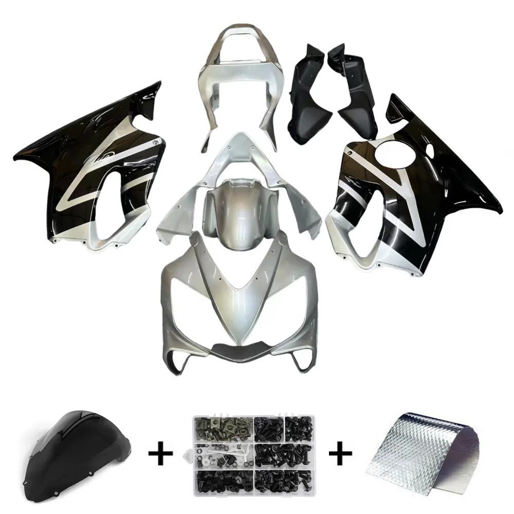 Amotopart 2001-2003 Honda CBR600 F4I Silver & Black Fairing Kit