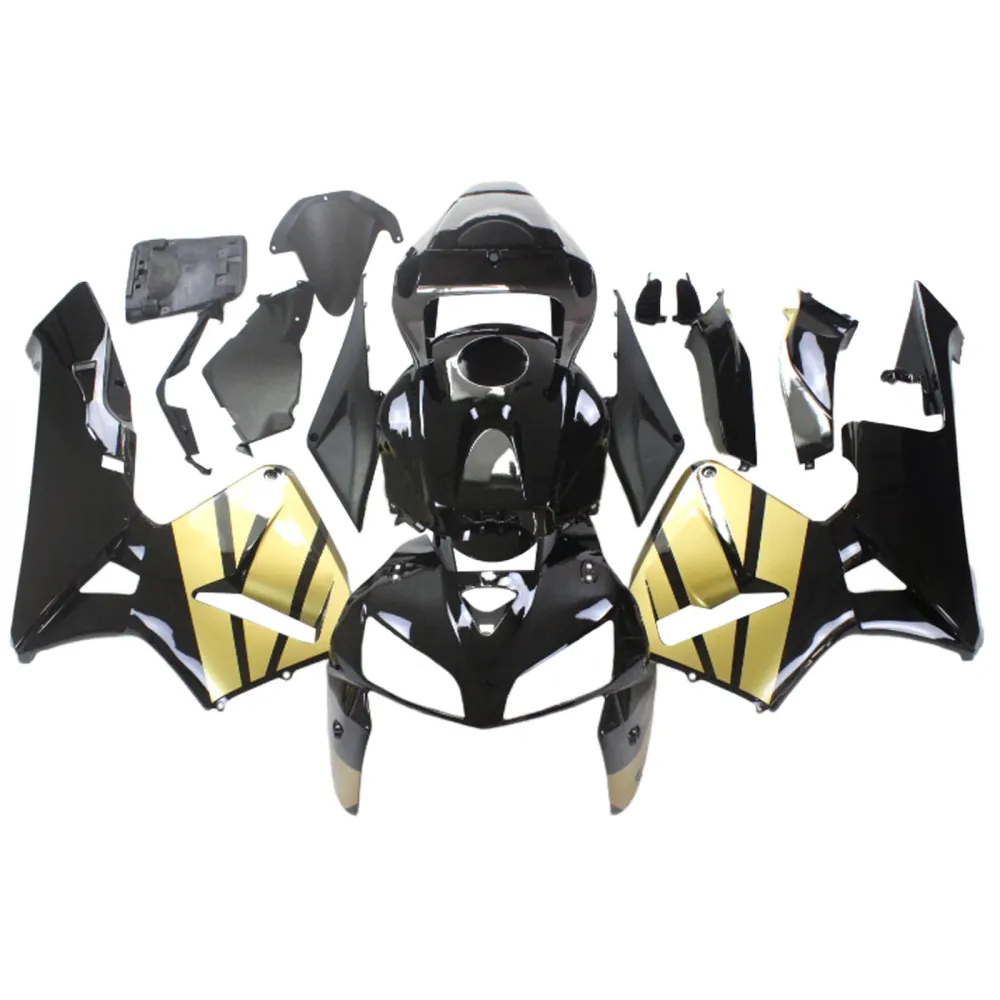 Amotopart 2005-2006 Honda CBR600RR Fairing Black & Gold Kit