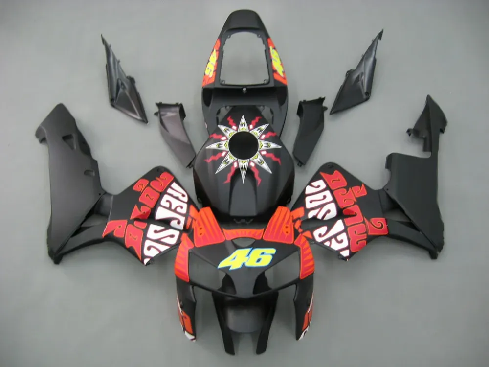 Amotopart 2005-2006 Honda CBR600RR MATTE ZWART met rode logo's kuipkit