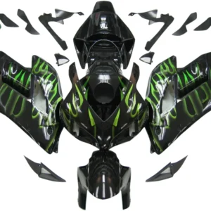 Amotopart Stroomlijnkappen Honda CBR1000RR 2004-2005 Kuip Flame Racing Zwart & Groen Kuipset