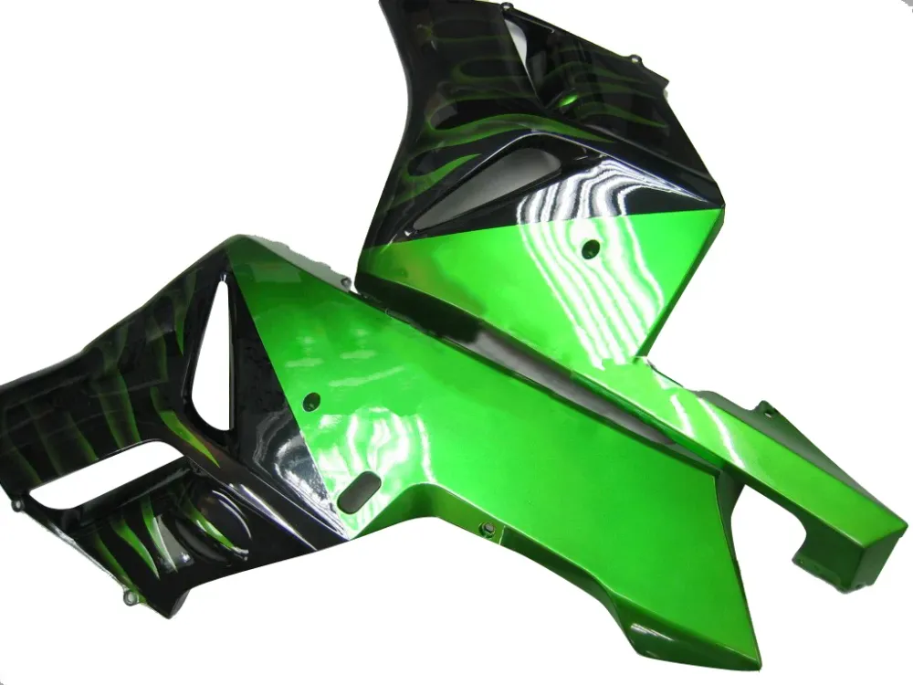 Amotopart Stroomlijnkappen Honda CBR1000RR 2004-2005 Kuip Flame Racing Zwart & Groen Kuipset