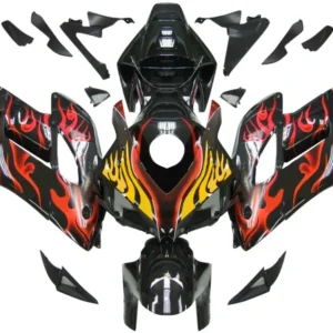 Amotopart Stroomlijnkappen Honda CBR1000RR 2004-2005 Kuip Flame Shark Racing Zwart & Rood Kuipset