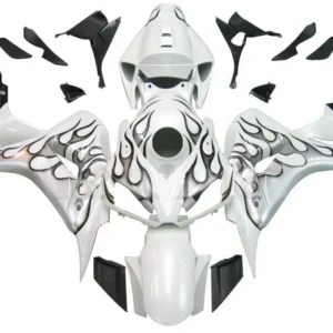 Amotopart stroomlijnkappen Honda CBR1000RR 2006-2007 kuip wit en zwart Silver Flame Racing kuipset