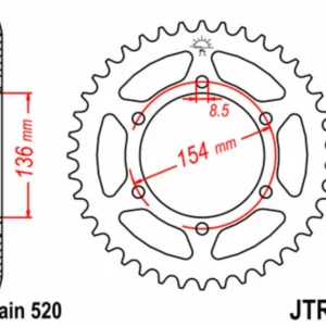 JT SPROCKETS Staal standaard achtertandwiel 9 - 520