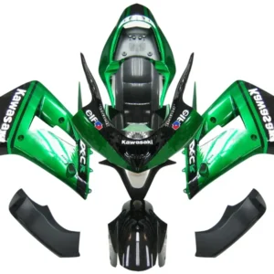Amotopart 2003-2004 Kawasaki ZX6R Fairing Multi Green & Black Kit