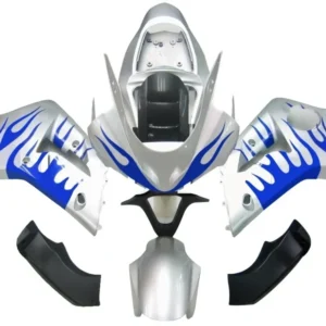 Amotopart 2003-2004 Kawasaki ZX6R Kuip Zilver&Bblauwe vlammenset