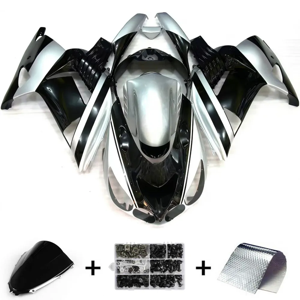 Amotopart 2006-2011 Kawasaki ZX14R Gray & Black Fairing Kit