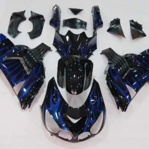 Amotopart 2006-2011 Kawasaki ZX14R Zwart met blauwe vlambeurskit