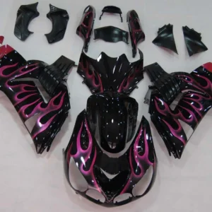 Amotopart 2006-2011 Kawasaki ZX14R Zwart met roze vlambeurskit