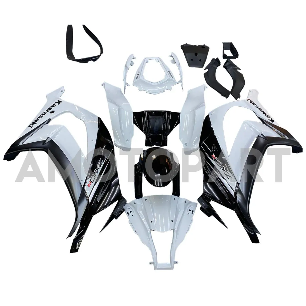 Amotopart 2011-2015 Kawasaki ZX10r Fairing White & Black Kit